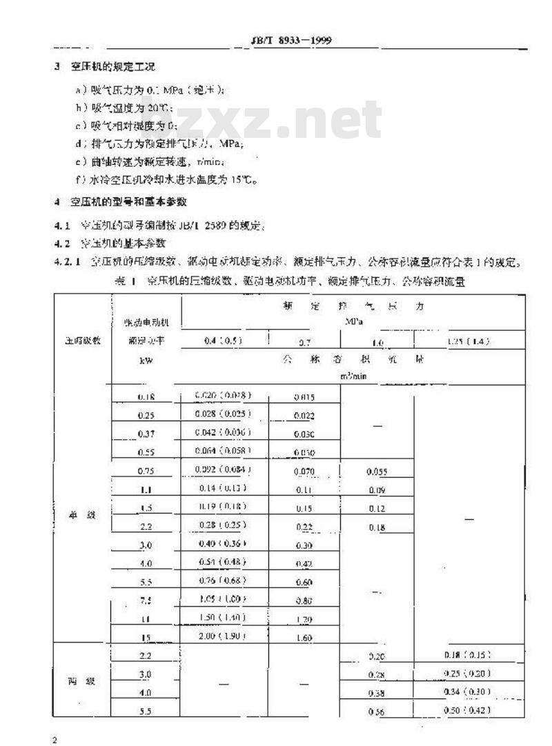 JB/T 8933-1999 全无油润滑往复活塞空气压缩机