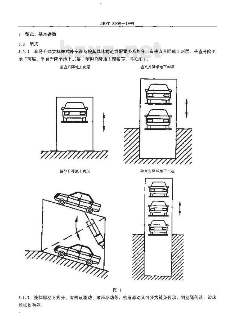 JB/T 8909-1999 简易升降类机械式停车设备