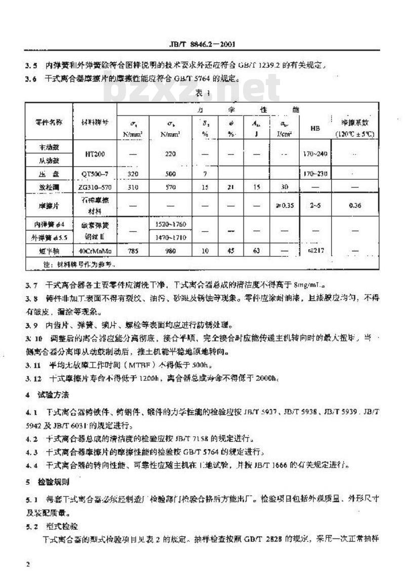 JB/T 8846.2-2001 履带式推土机干式转向离合器 技术条件