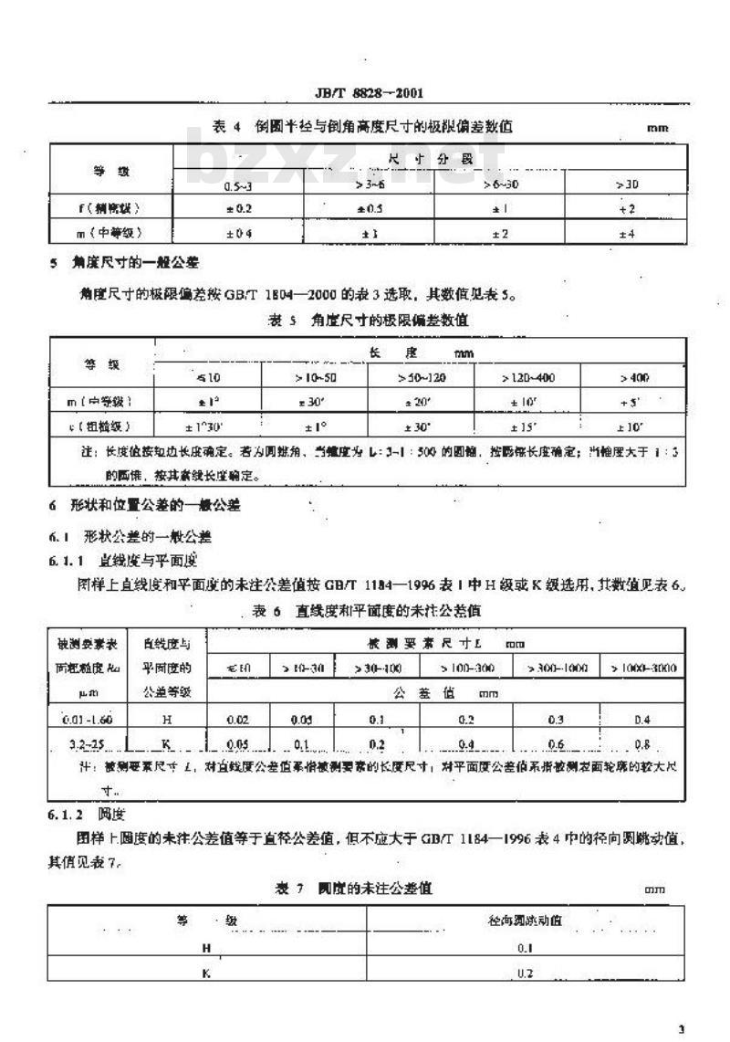 JB/T 8828-2001 切削加工件 通用技术条件