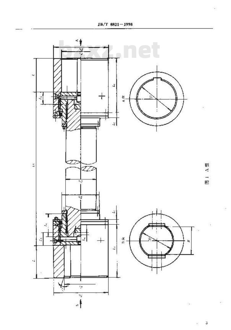 JB/T 8821-1998 WGJ 型接中间轴鼓形齿式联轴器型、参数与尺寸