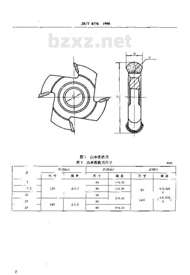 JB/T 8776-1998 木工硬质合金圆弧铣刀