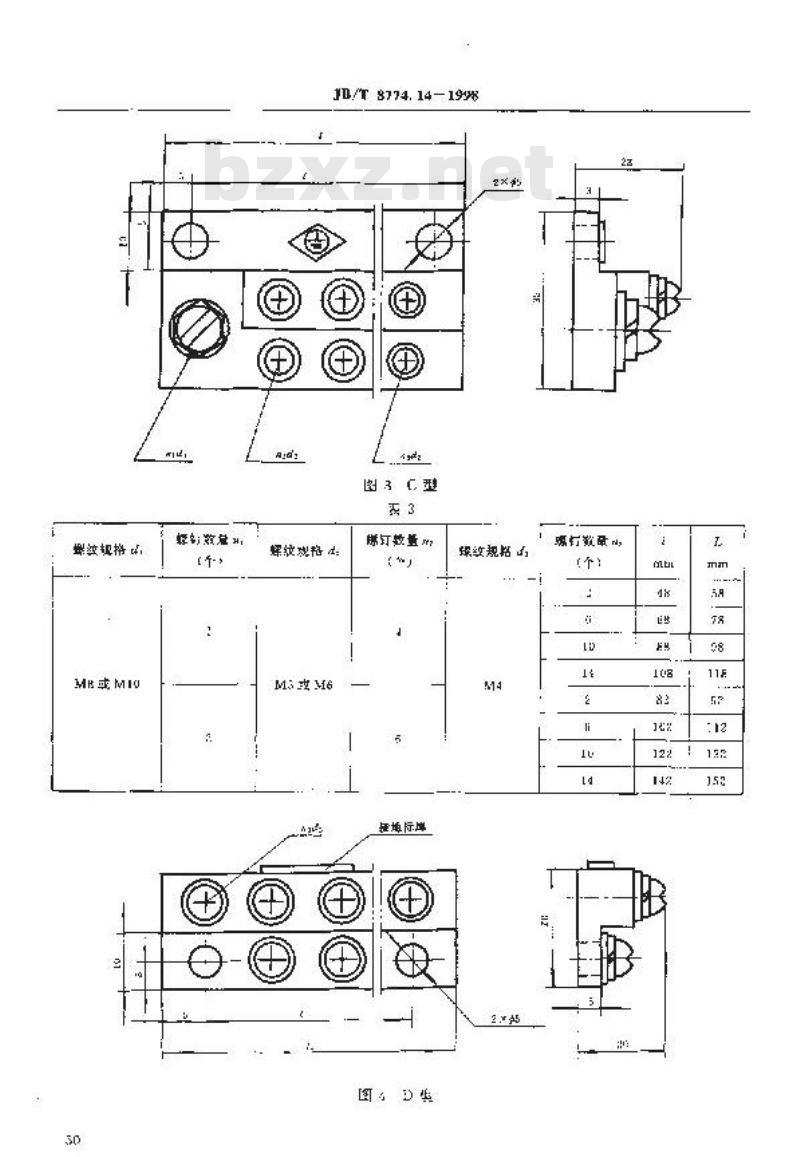 JB/T 8774.14-1998 机床电气系统辅件 JDG 接地端子排