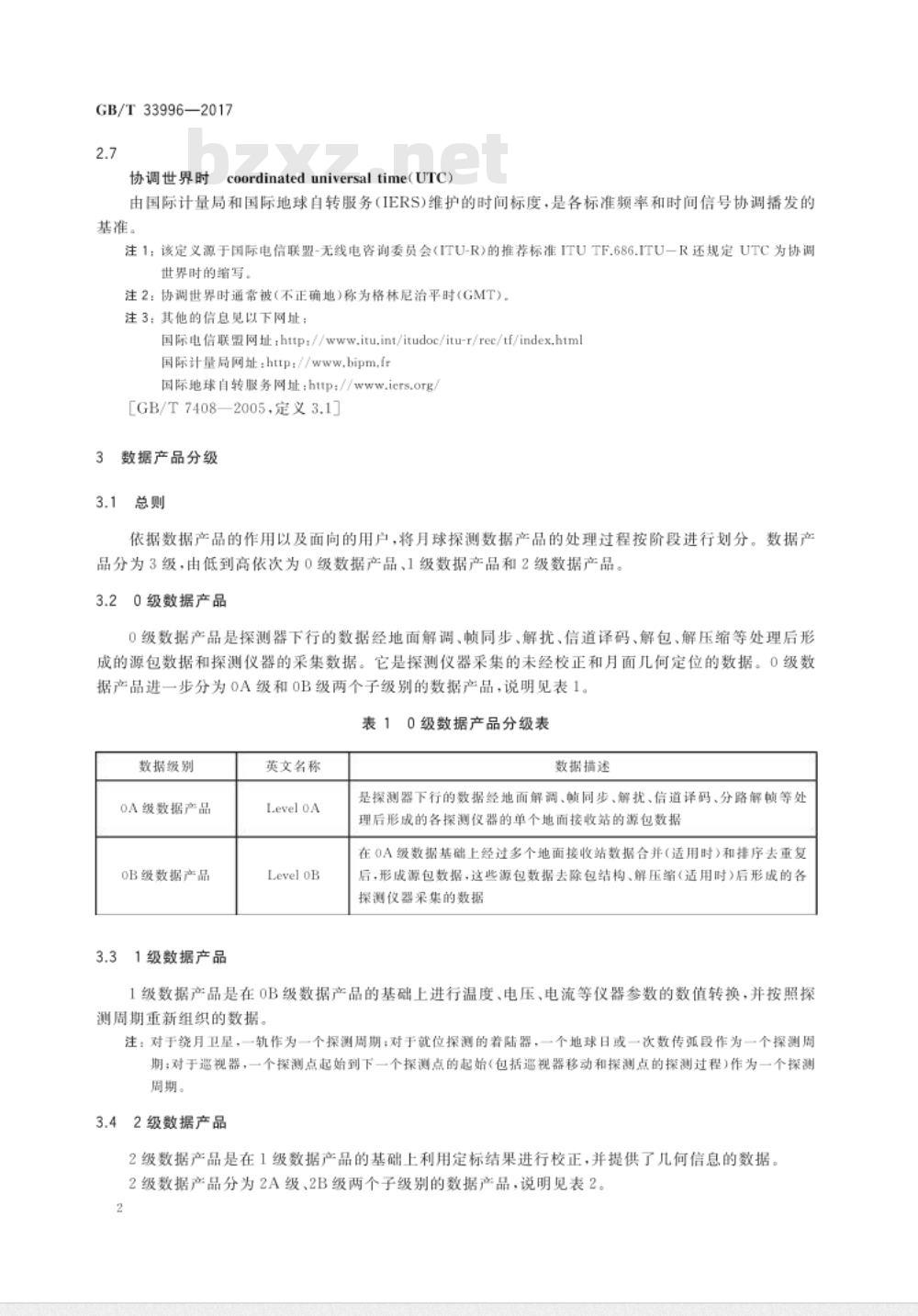 GB/T 33996-2017 月球探测数据产品分级与命名
