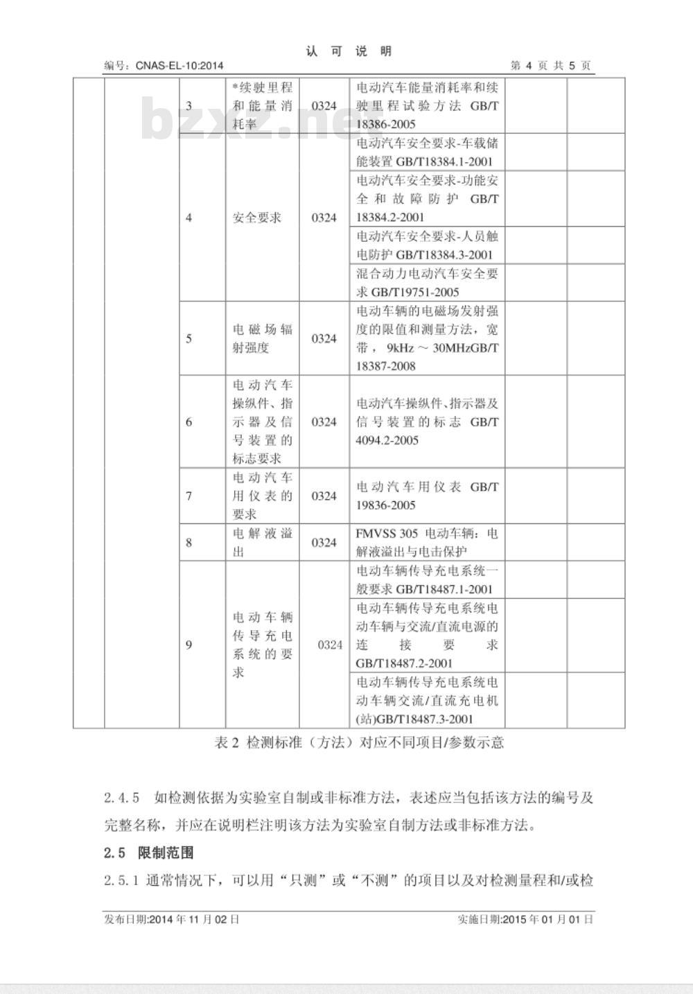 CNAS-EL-10：2014 机动车检测领域认可能力范围表述说明
