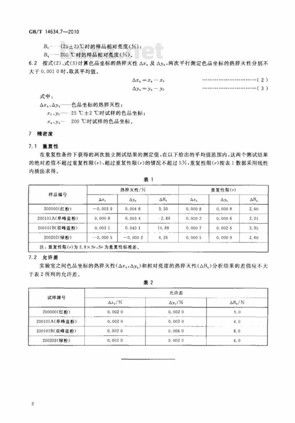 GB/T 14634.7-2010 灯用稀土三基色荧光粉试验方法 第7部分：热猝灭性的测定