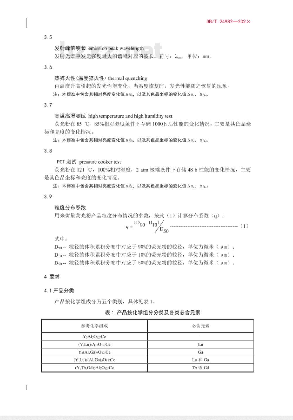 GB/T 24982-2010 白光LED灯用稀土黄色荧光粉