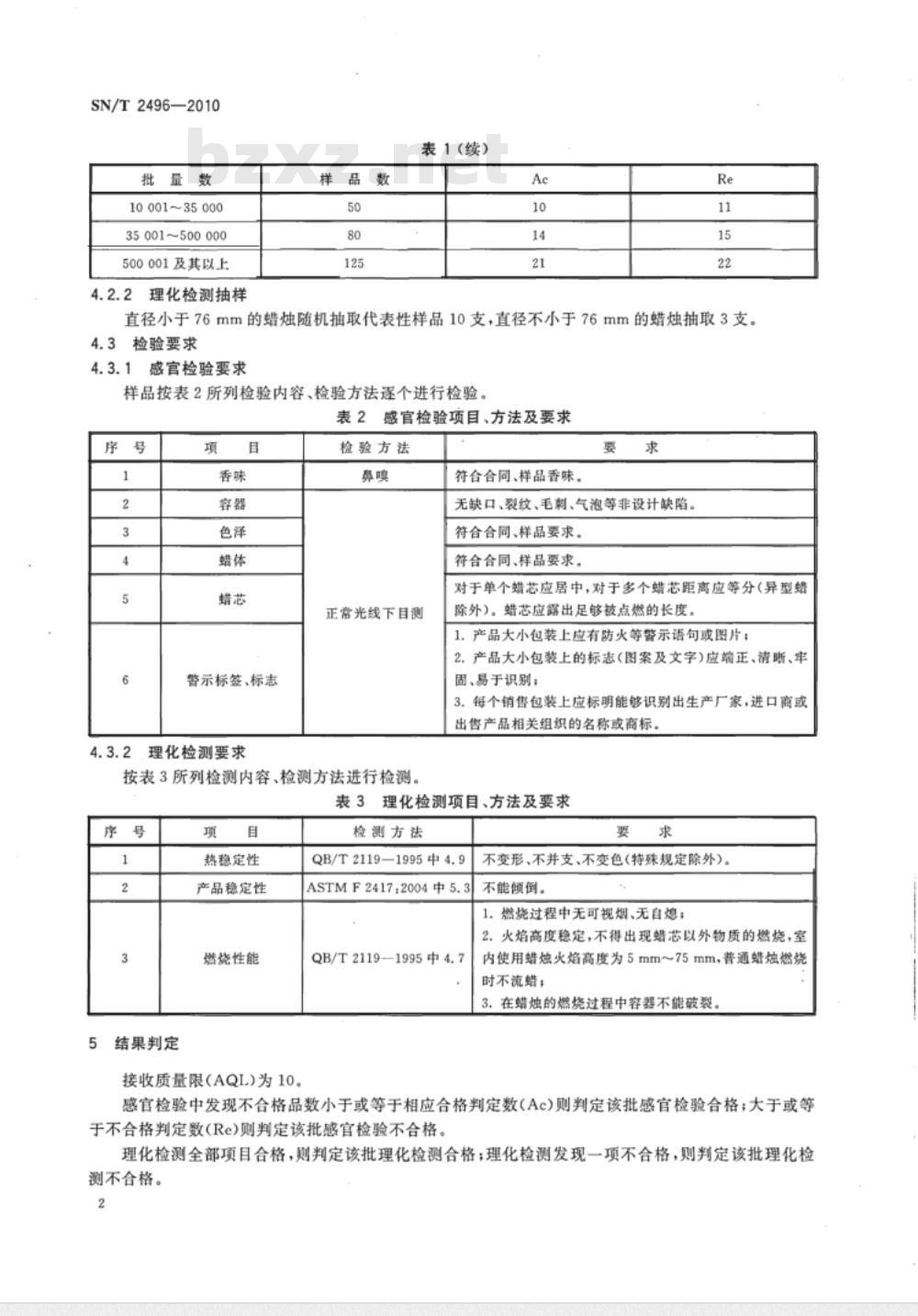 SN/T 2496-2010 出口蜡烛检验规程