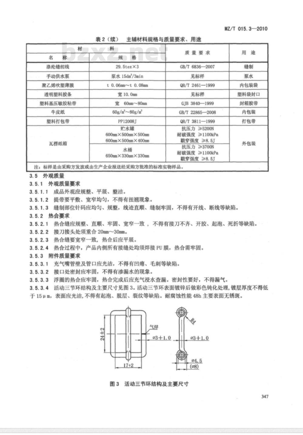 MZ/T 015.3-2010 救灾装具 第3部分：软体贮水罐、水桶