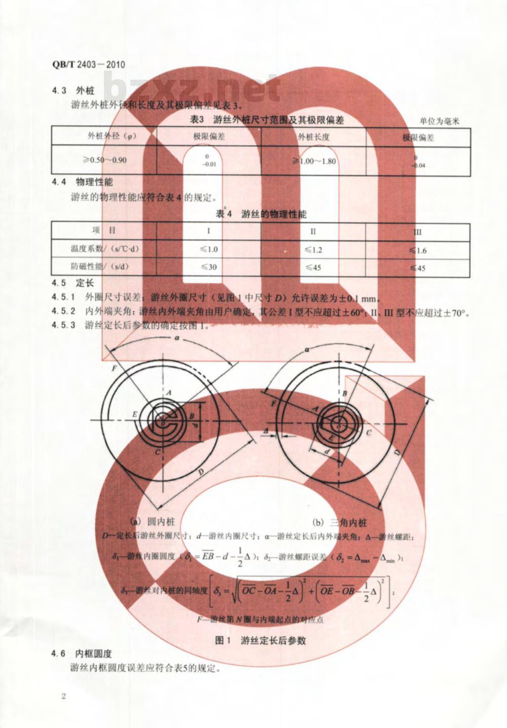 QB/T 2403-2010 手表游丝