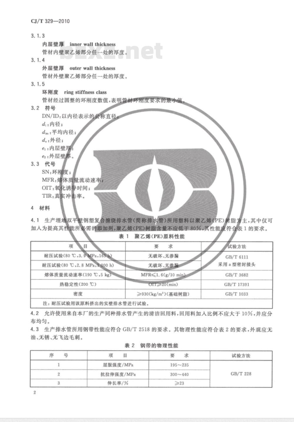 CJ/T 329-2010 埋地双平壁钢塑复合缠绕排水管