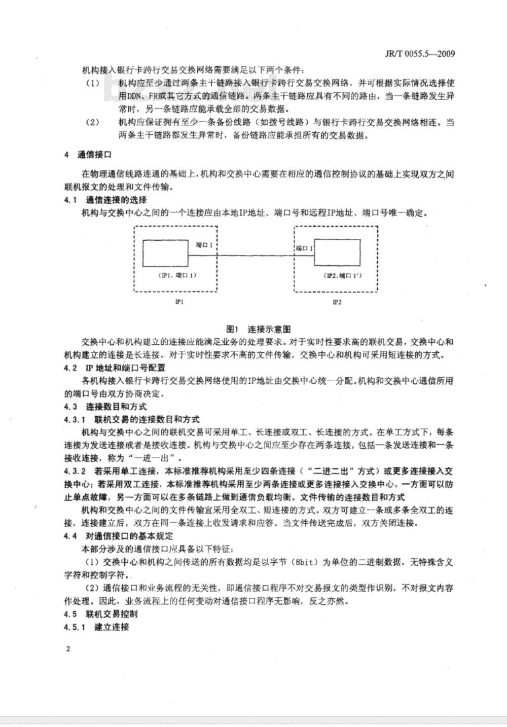JR/T 0055.5-2009 银行卡联网联合技术规范 第5部分：通信接口