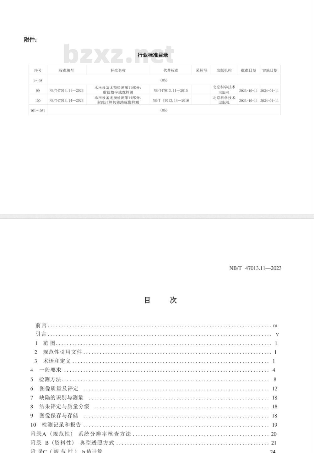 NB/T 47013.11-2023承压设备无损检测 第11部分：射线数字成像检测