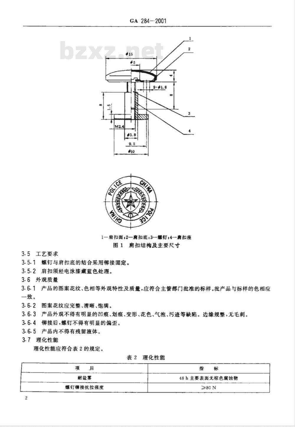 GA 284-2009 警用服饰 肩扣