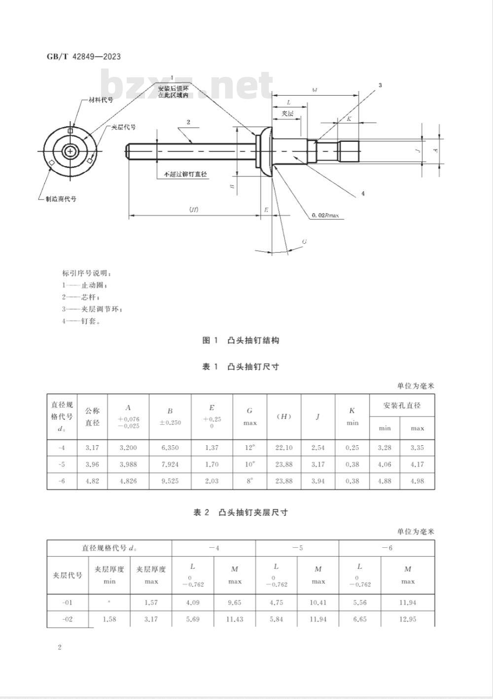 GB/T 42849-2023凸头鼓包型抽芯铆钉 