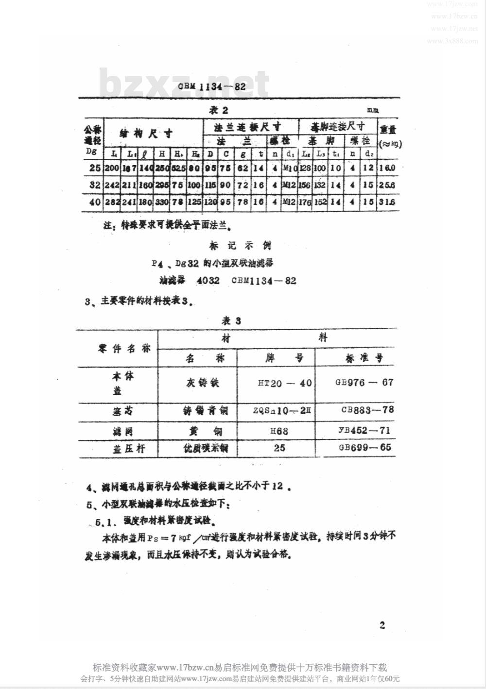CBM 1134-1982 小型双联油滤器