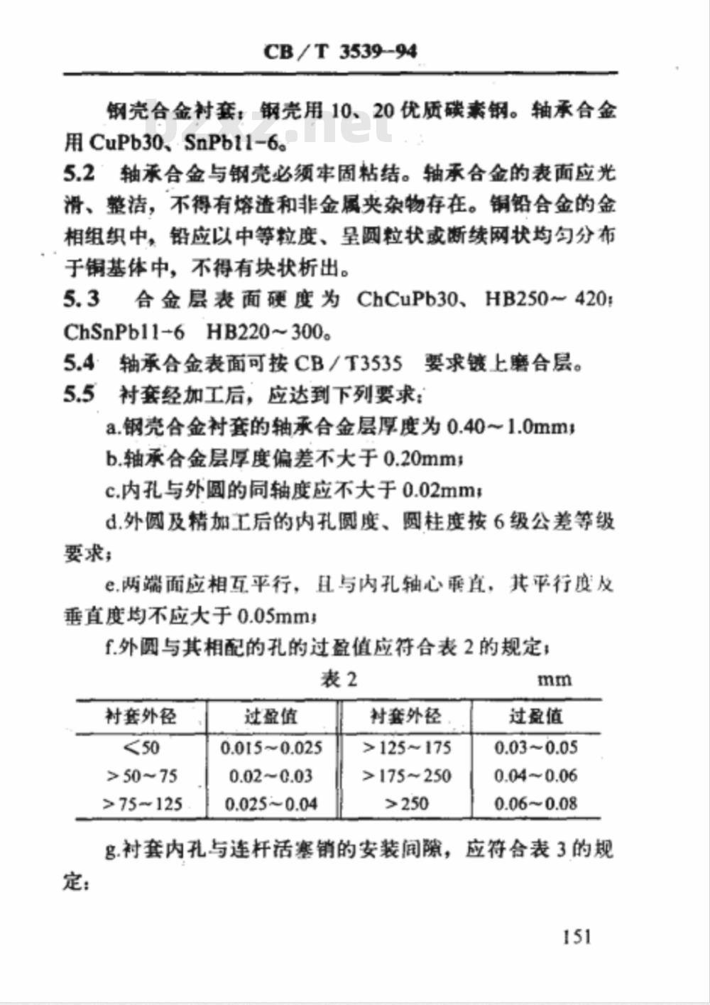 CB/T 3539-1994 船用柴油机连杆衬套及活塞销孔衬套修理技术要求