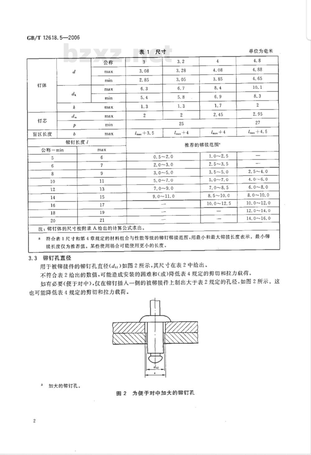 GB/T 12618.5-2006 开口型平圆头抽芯铆钉 20、21、22级