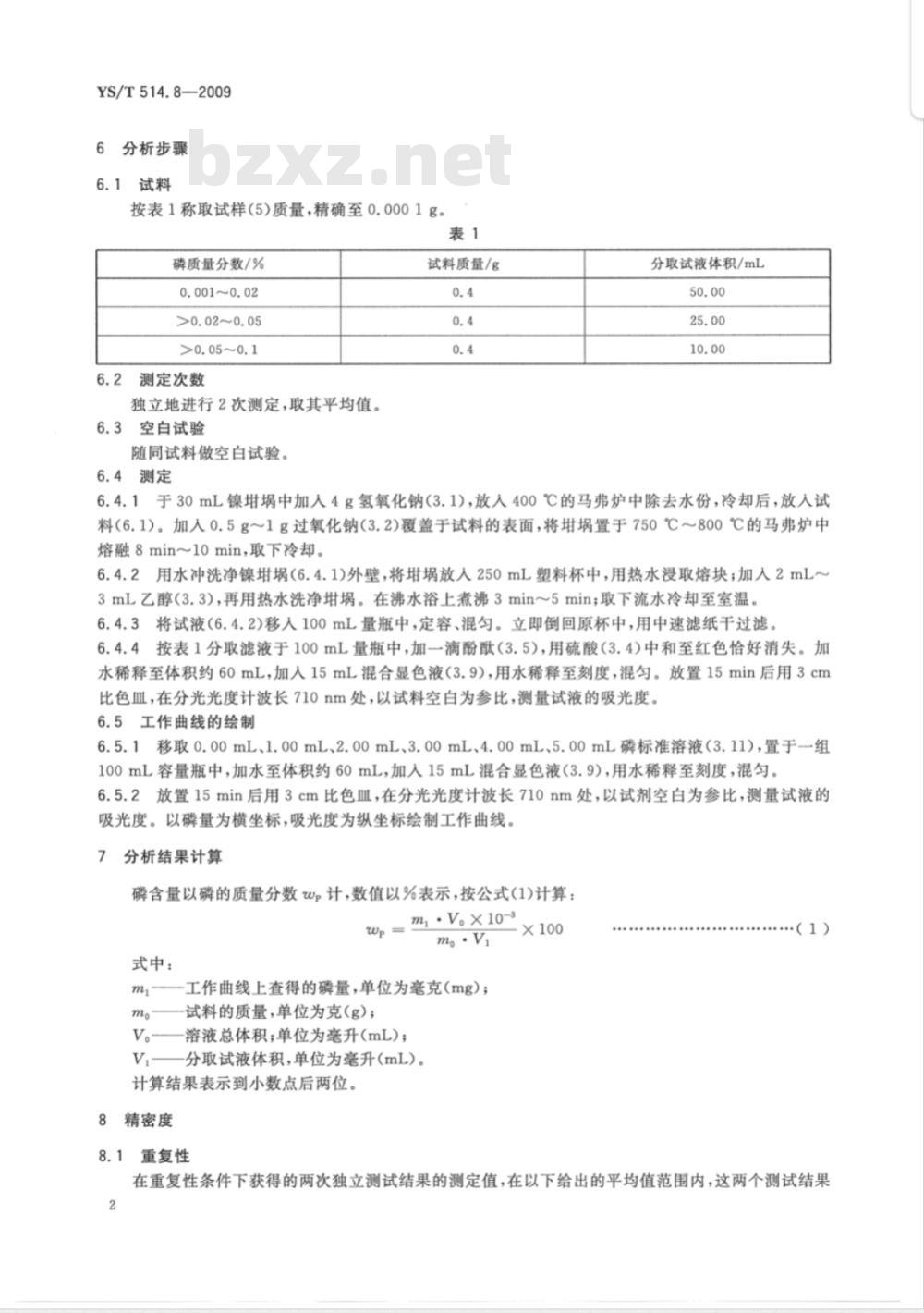 YS/T 514.8-2009 高钛渣、金红石化学分析方法 第8部分：磷量的测定 锑钼蓝分光光度法