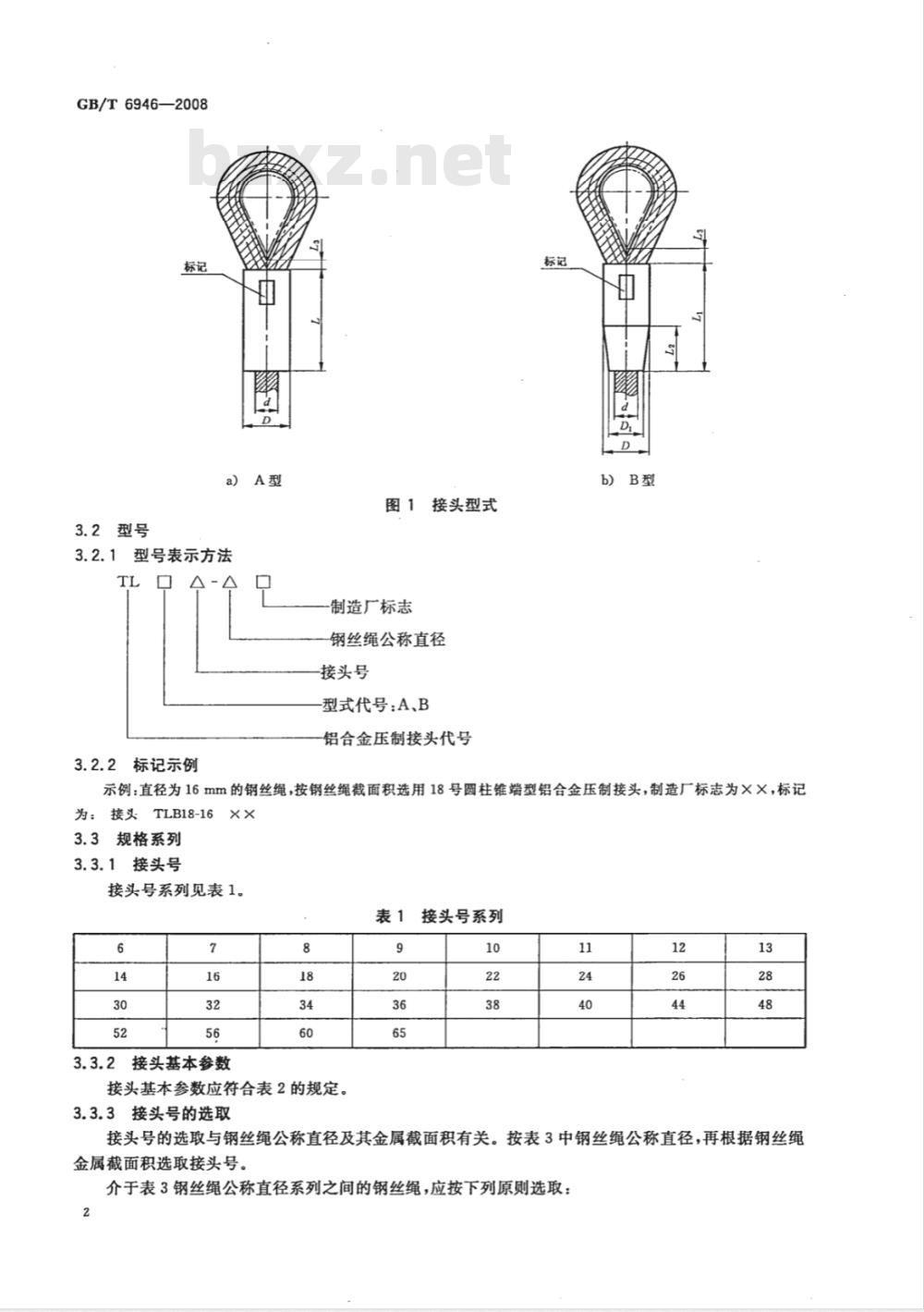 GB/T 6946-2008 钢丝绳铝合金压制接头