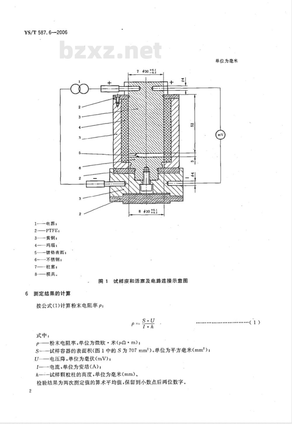 YS/T 587.6-2006 炭阳极用煅后石油焦检测方法 第6部分 粉末电阻率的测定