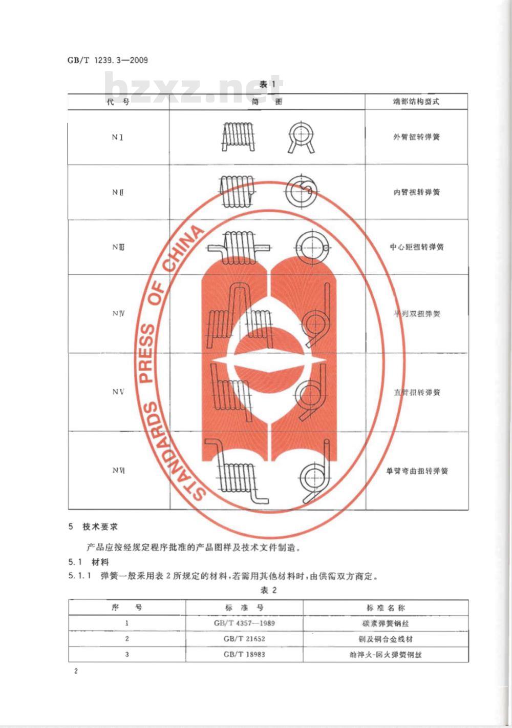 GB/T 1239.3-2009  冷卷圆柱螺旋弹簧技术条件 第3部分：扭转弹簧