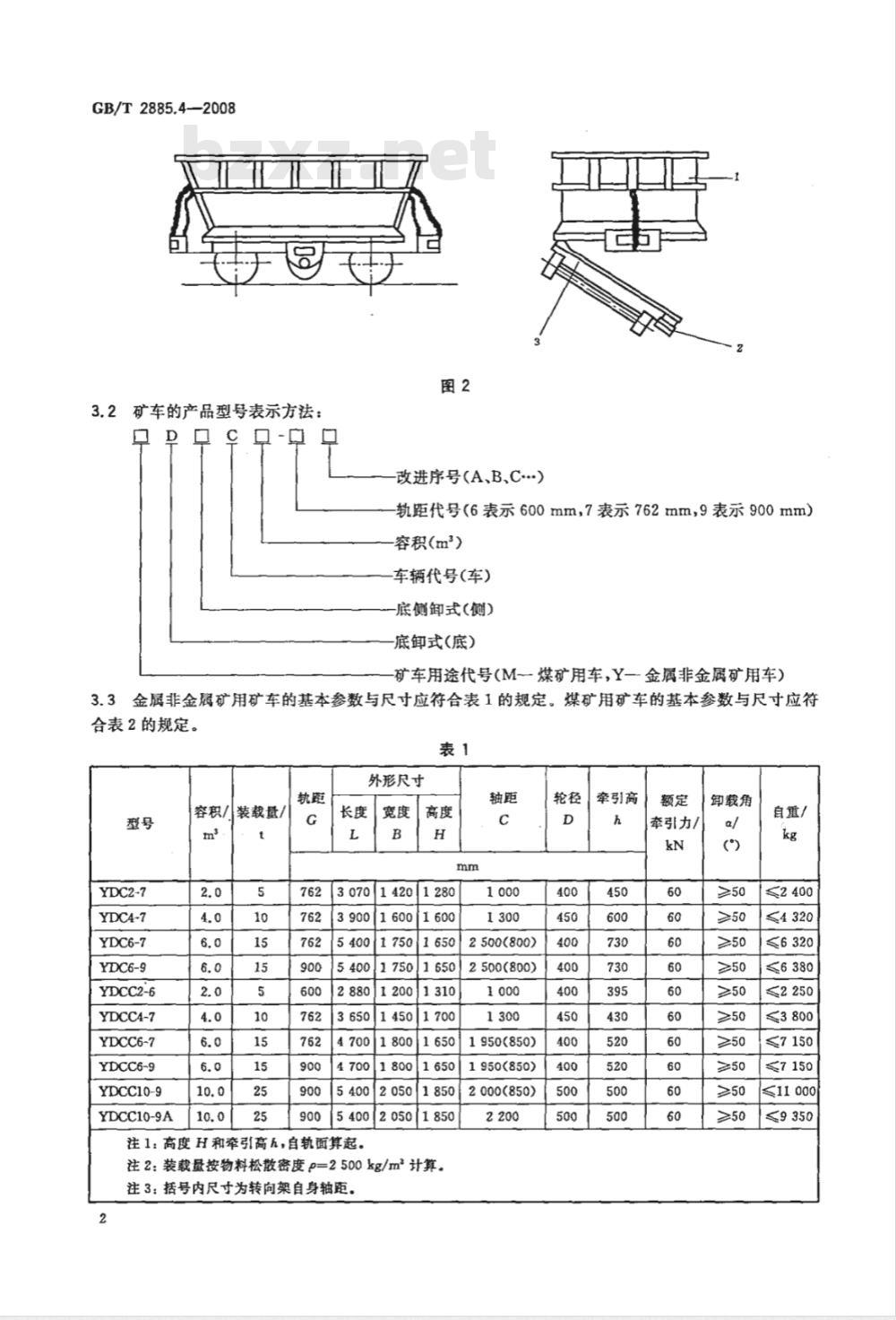 GB/T 2885.4-2008 矿用窄轨车辆 第4部分: 底卸式矿车