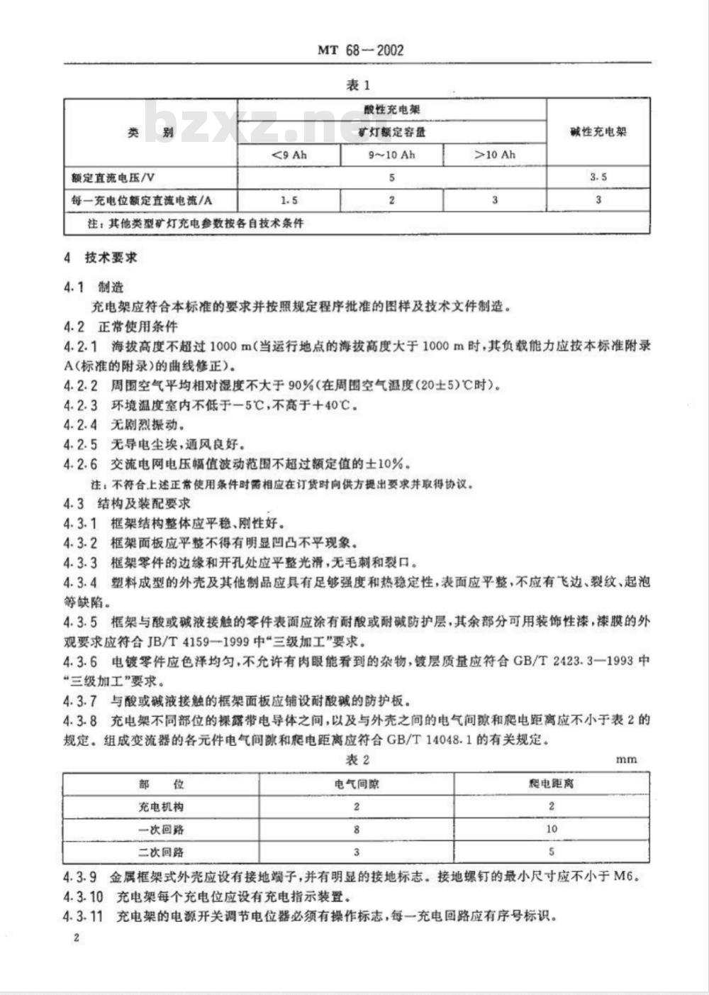 MT 68-2002 矿灯充电架
