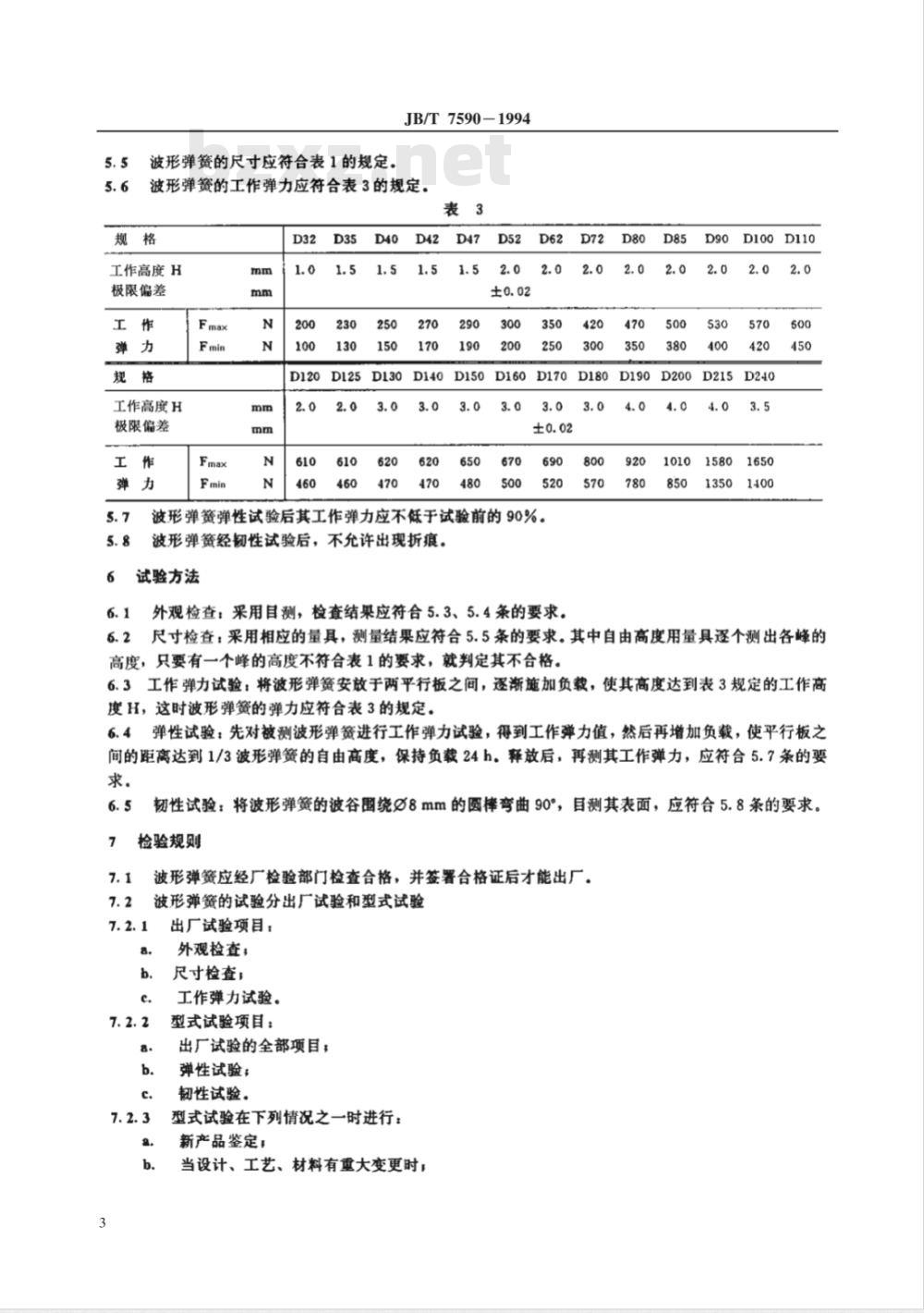 JB/T 7590-1994 电机用钢质波形弹簧 技术条件