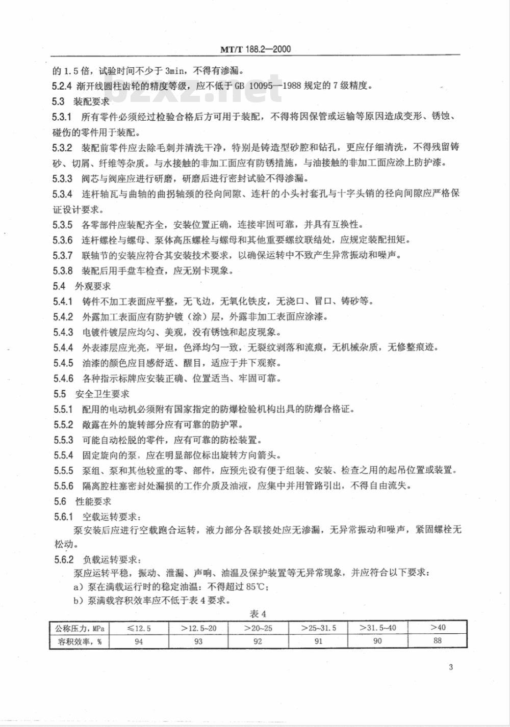 MT/T 188.2-2000 煤矿用乳化液泵站 乳化液泵