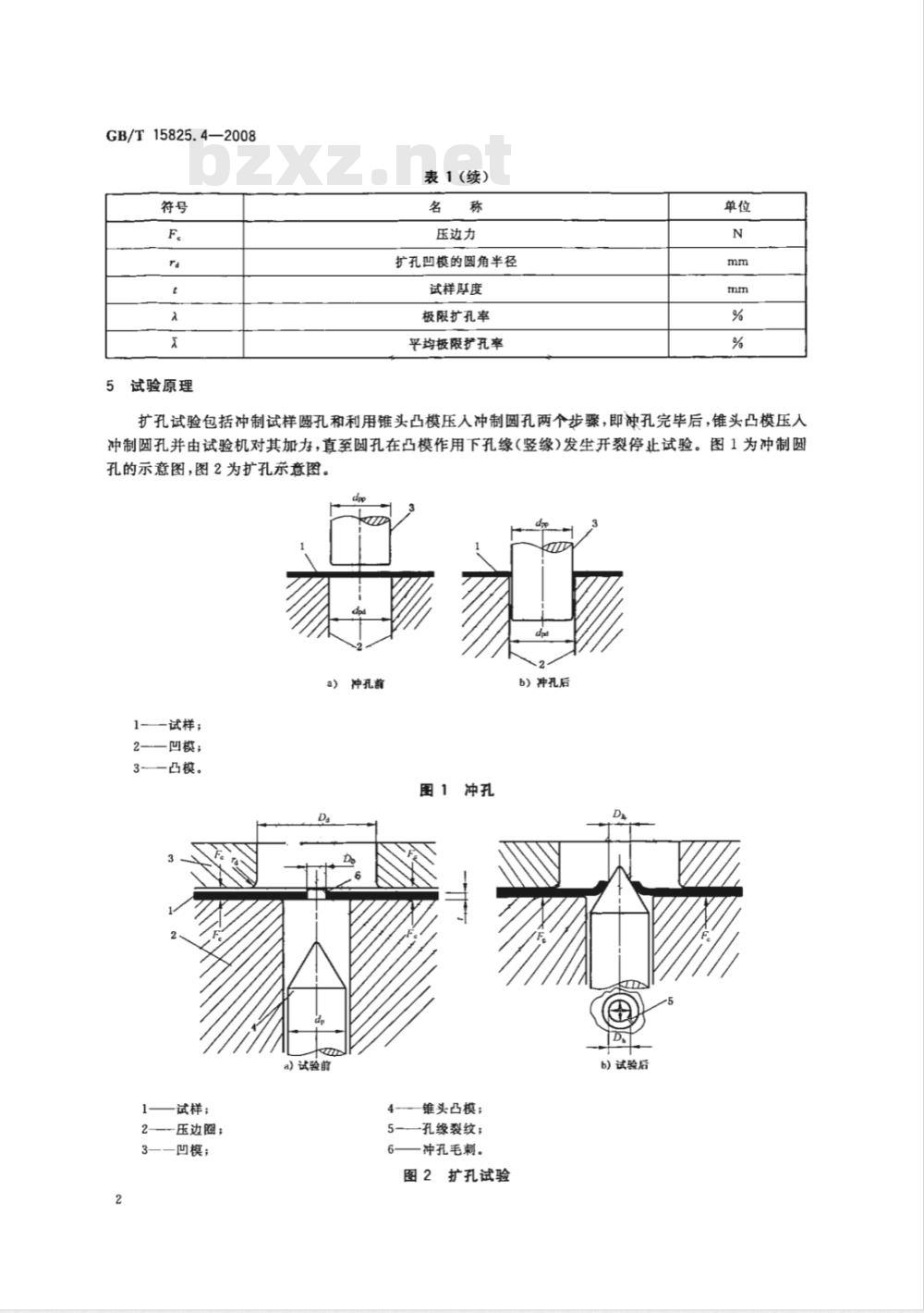 GB/T 15825.4-2008 金属薄板成形性能与试验方法 第4部分：扩孔试验