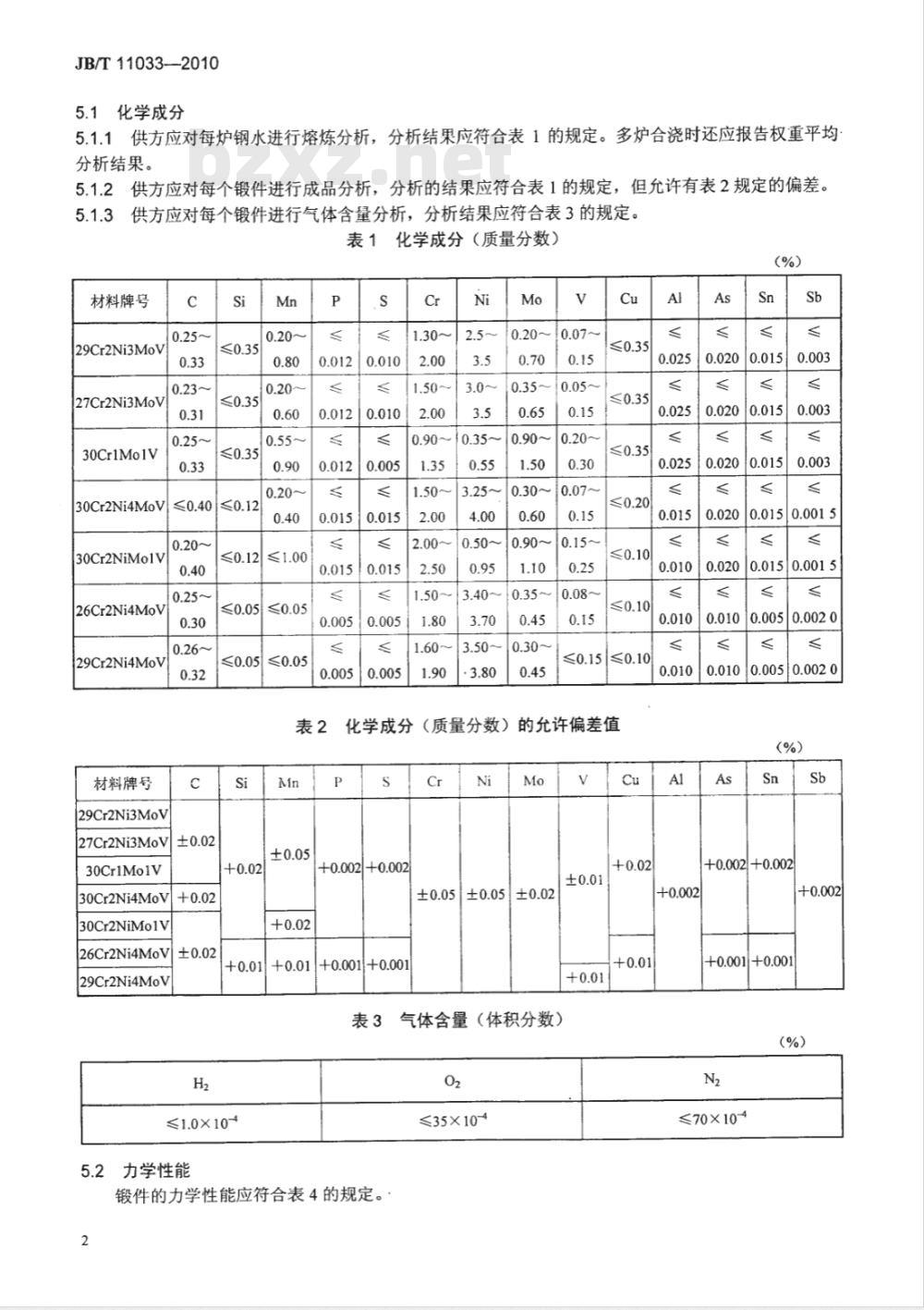 JB/T 11033-2010 燃气轮机压气机轮盘合金钢锻件 技术条件