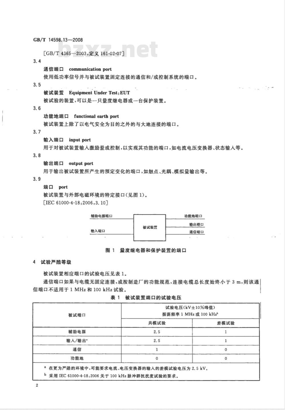 GB/T 14598.13-2008 电气继电器 第22-1部分：量度继电器和保护装置的电气骚扰试验 1 MHz脉冲群抗扰度试验