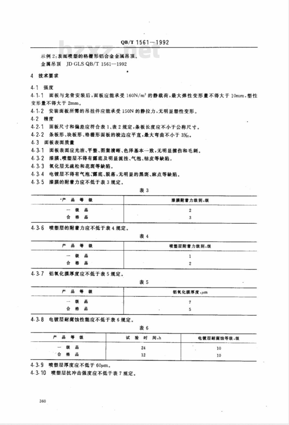 QB/T 1561-1992 金属吊顶