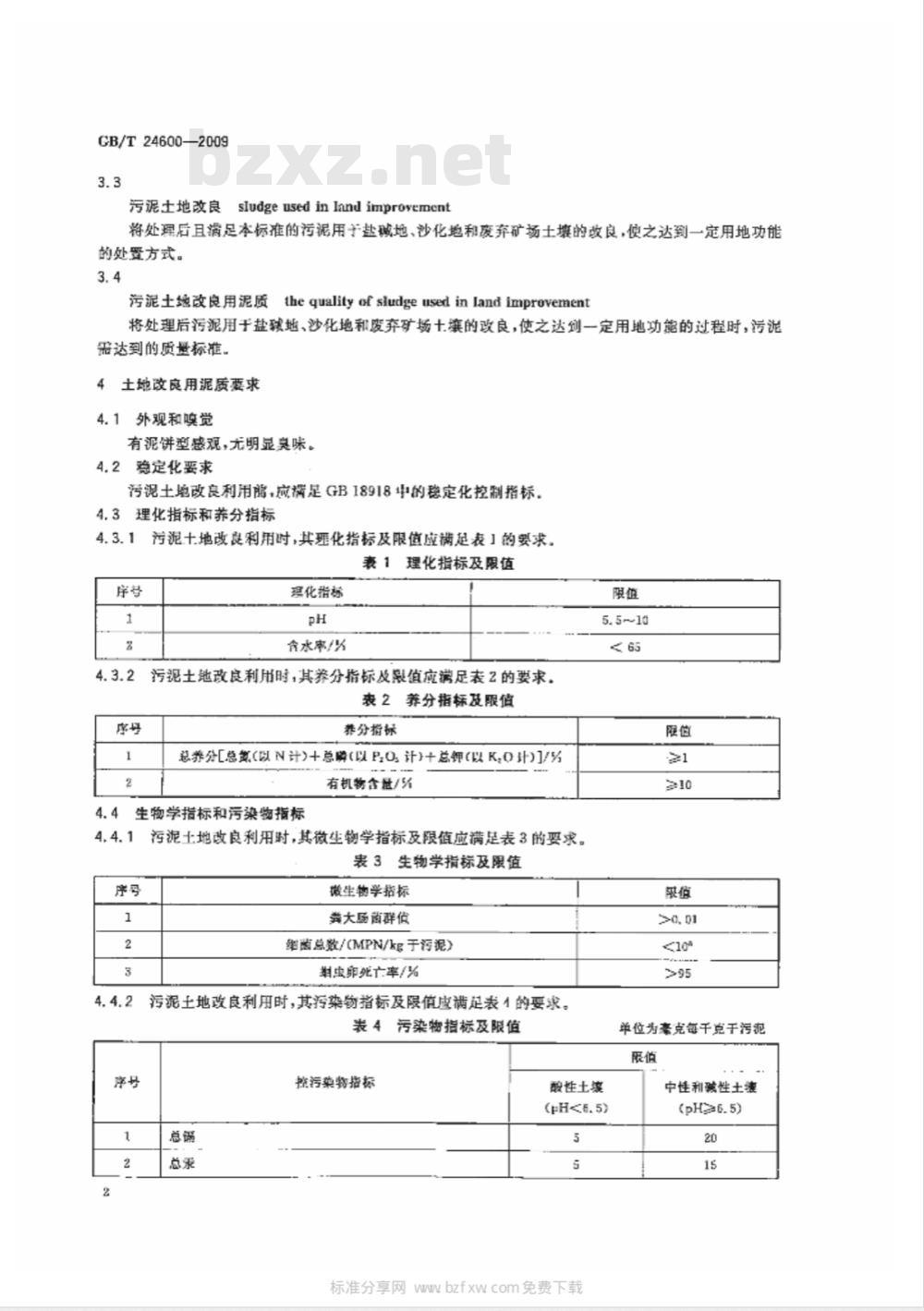 GB/T 24600-2009 城镇污水处理厂污泥处置 土地改良用泥质