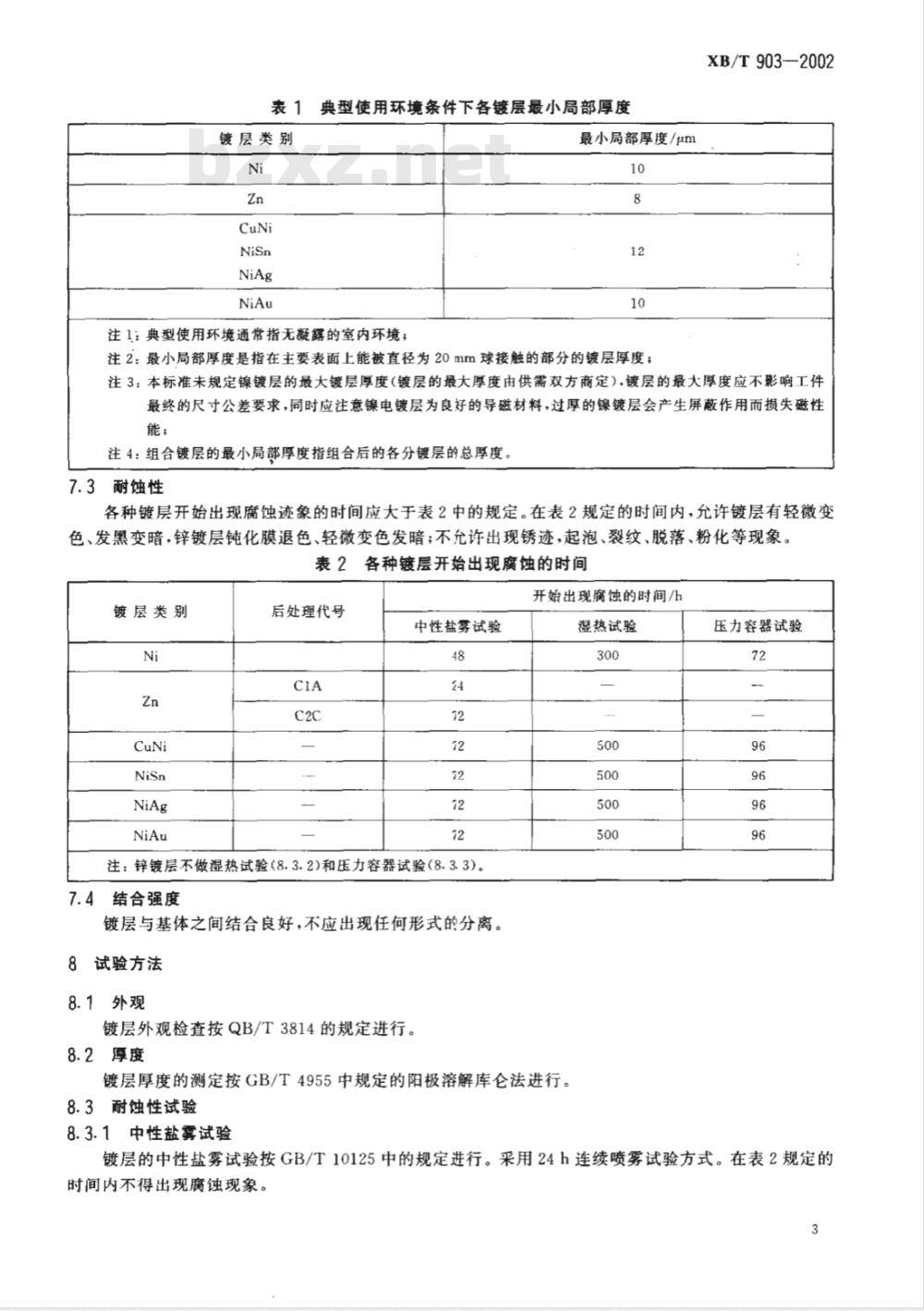 XB/T 903-2002 烧结钕铁硼永磁材料 表面电镀层