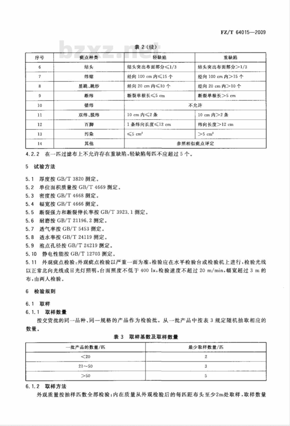 FZ/T 64015-2009 机织过滤布