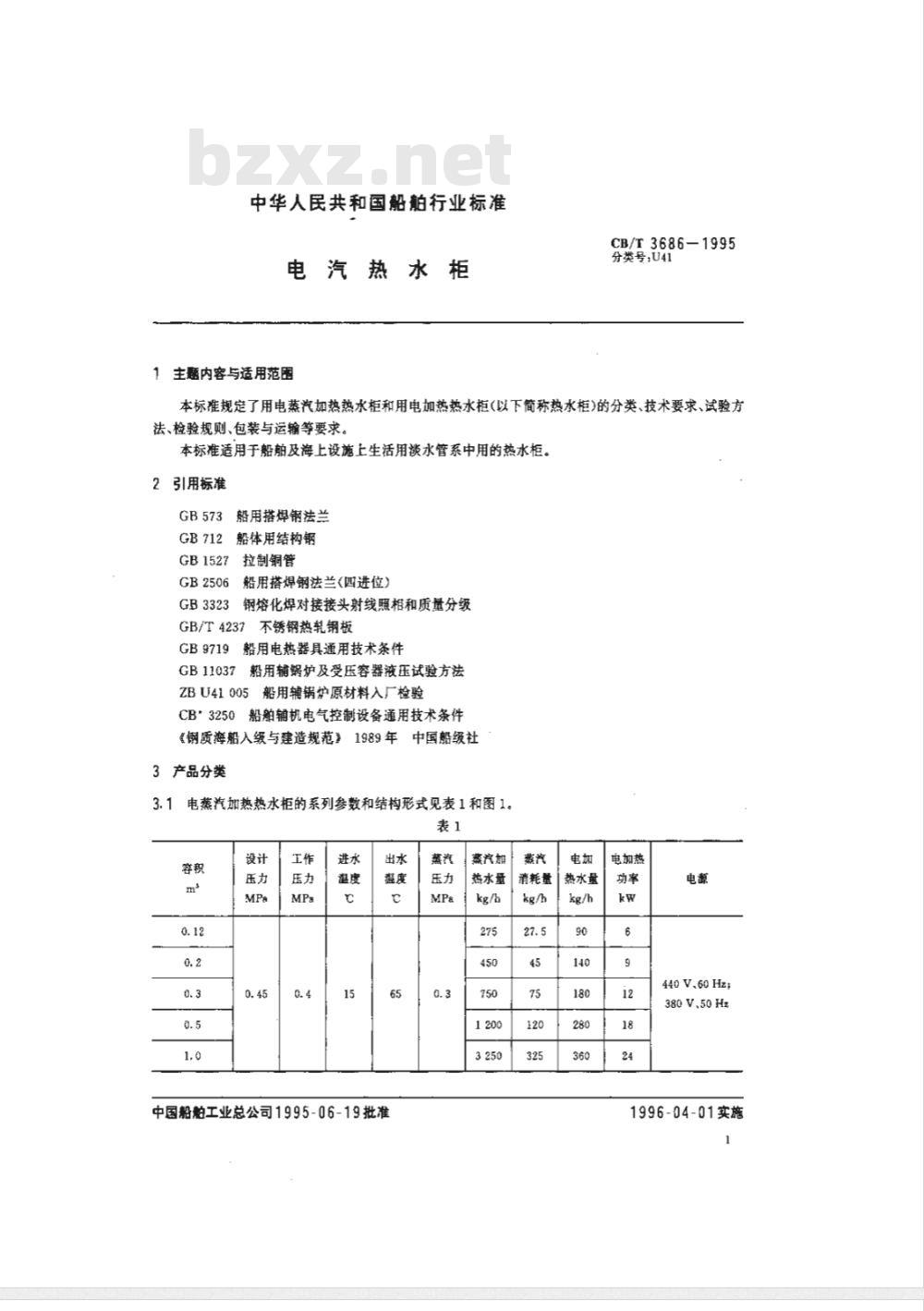 CB/T 3686-1995 电汽热水柜
