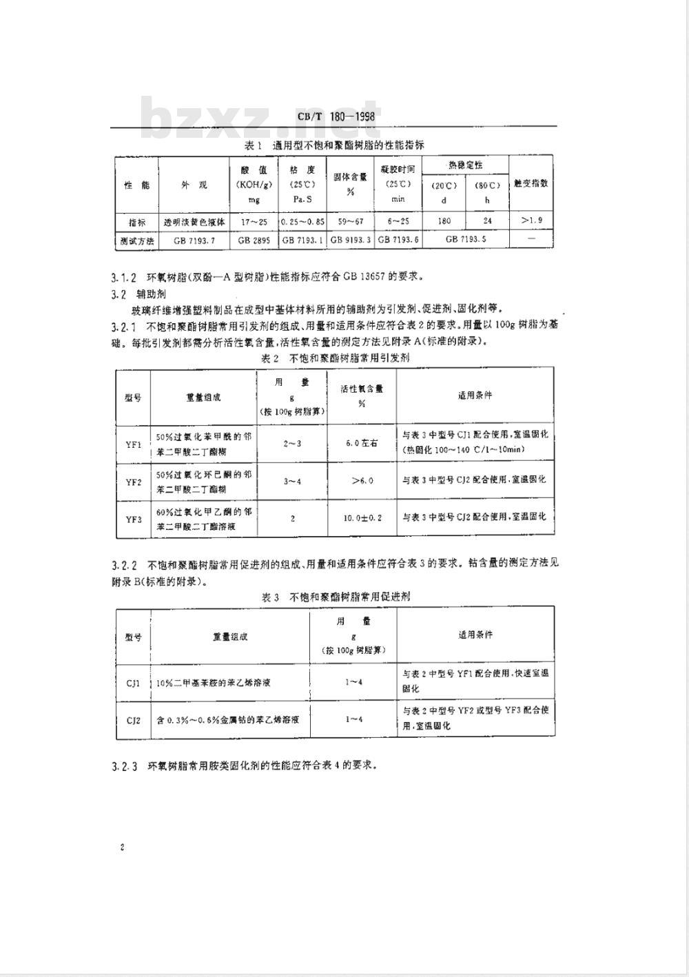 CB/T 180-1998 船用玻璃纤维增强塑料制品 手糊成型工艺