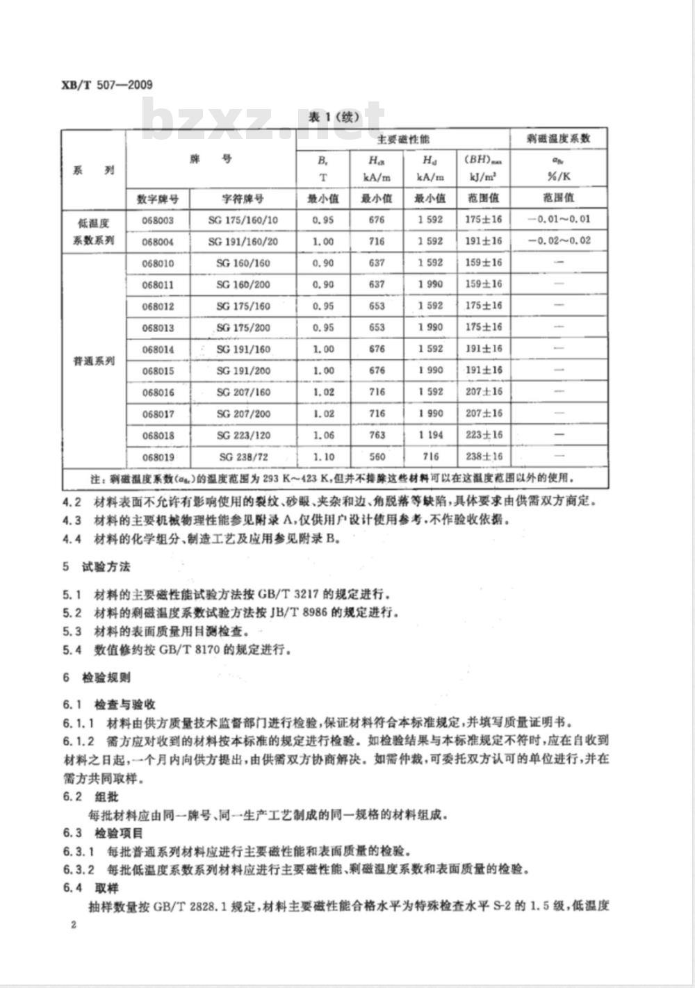 XB/T 507-2009 2:17型钐钴永磁材料