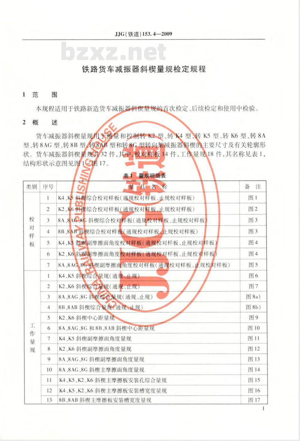 JJG(铁道)153.4-2009  铁道货车减振器斜楔量规检定规程