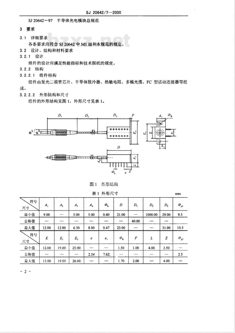SJ 20642/7-2000 半导体光电器件GR1325J型长波长发光二极管组件详细规范