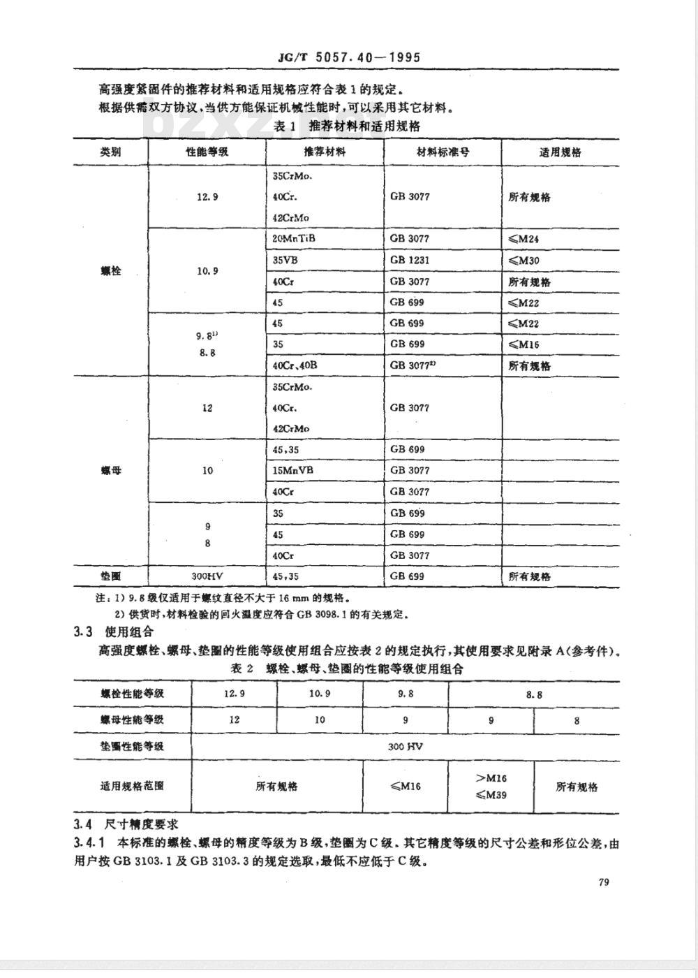 JG/T 5057.40-1995 建筑机械与设备 高强度紧固件技术条件