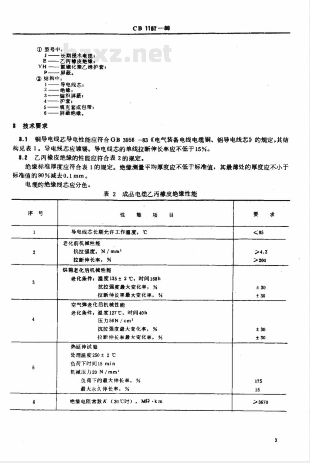CB 1157-1986 水听器用橡皮电缆技术条件