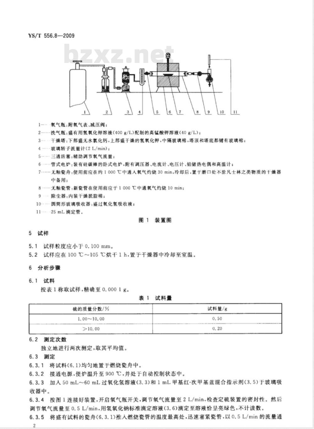 YS/T 556.8-2009 锑精矿化学分析方法 第8部分：硫量的测定 燃烧中和法