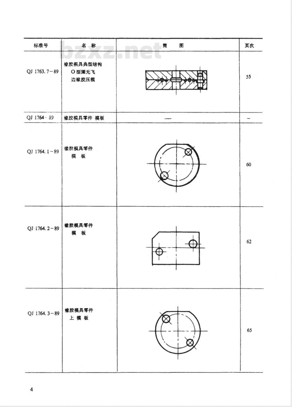 QJ 1763.7-1989 橡胶模具典型结构 O型圈无飞边橡胶压模