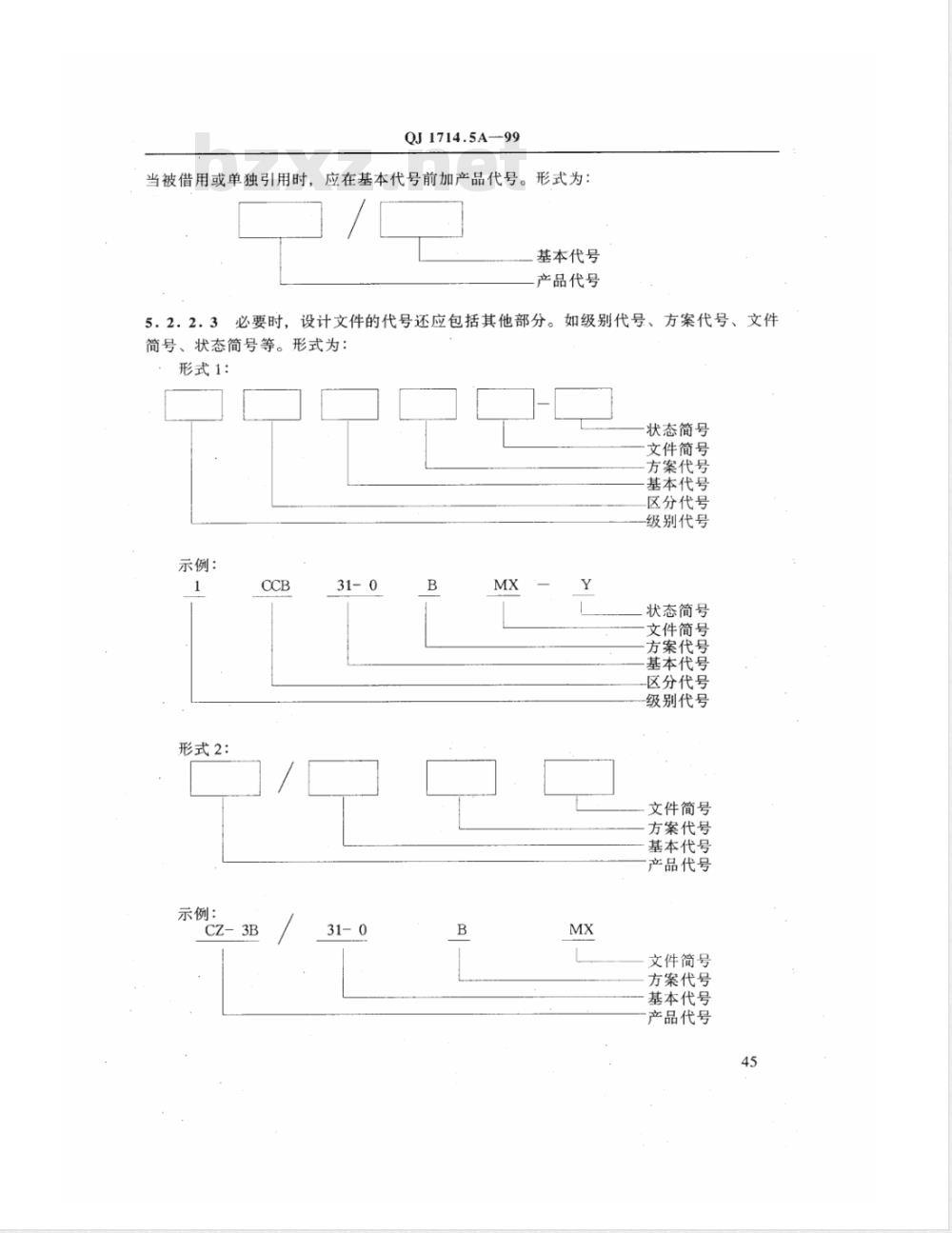 QJ 1714.5A-1999 航天产品设计文件管理制度 设计文件的编号