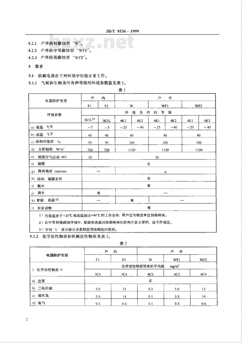JB/T 9536-1999 户内、户外防腐低压电器 环境技术要求