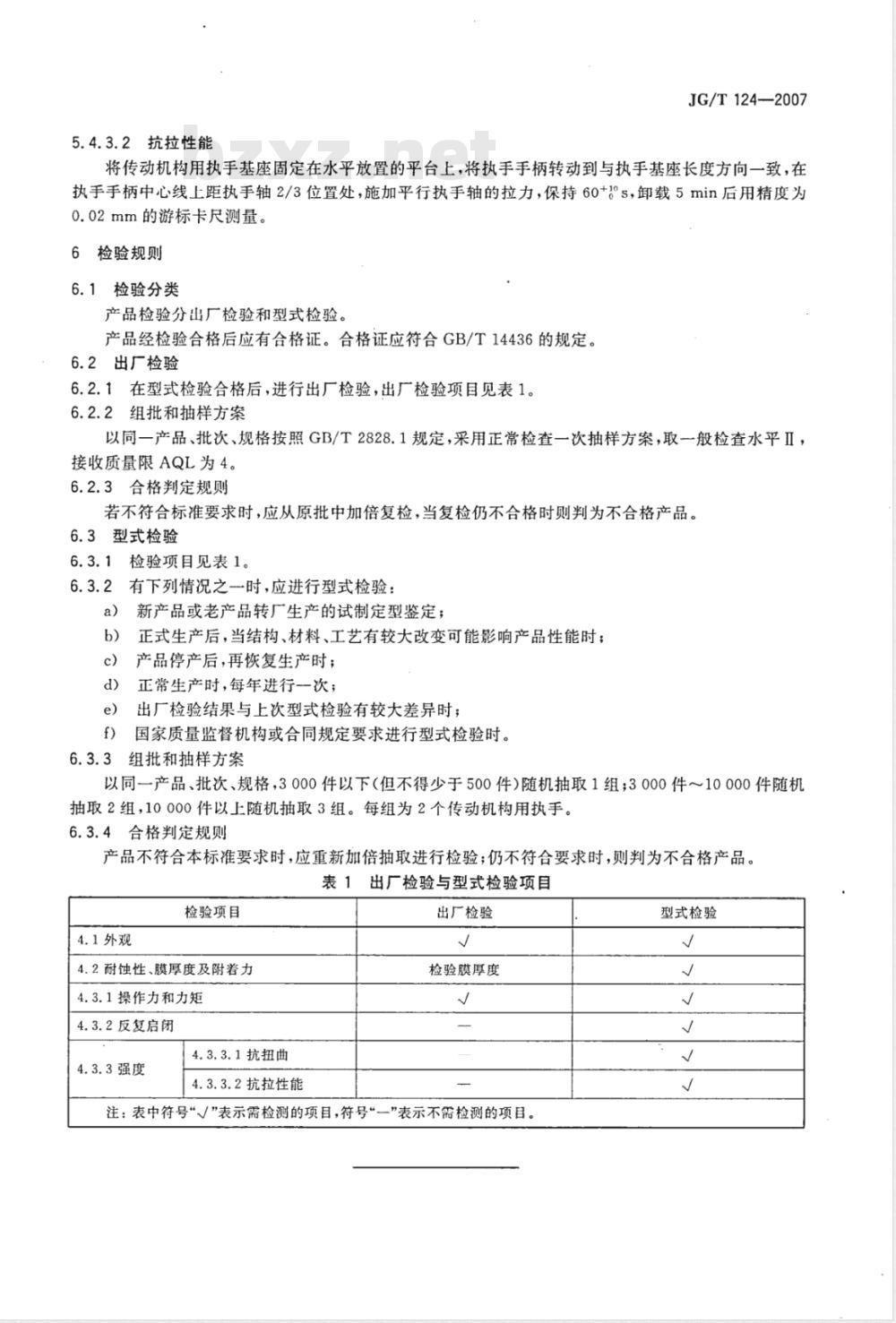 JG/T 124-2007 建筑门窗五金件 传动机构用执手