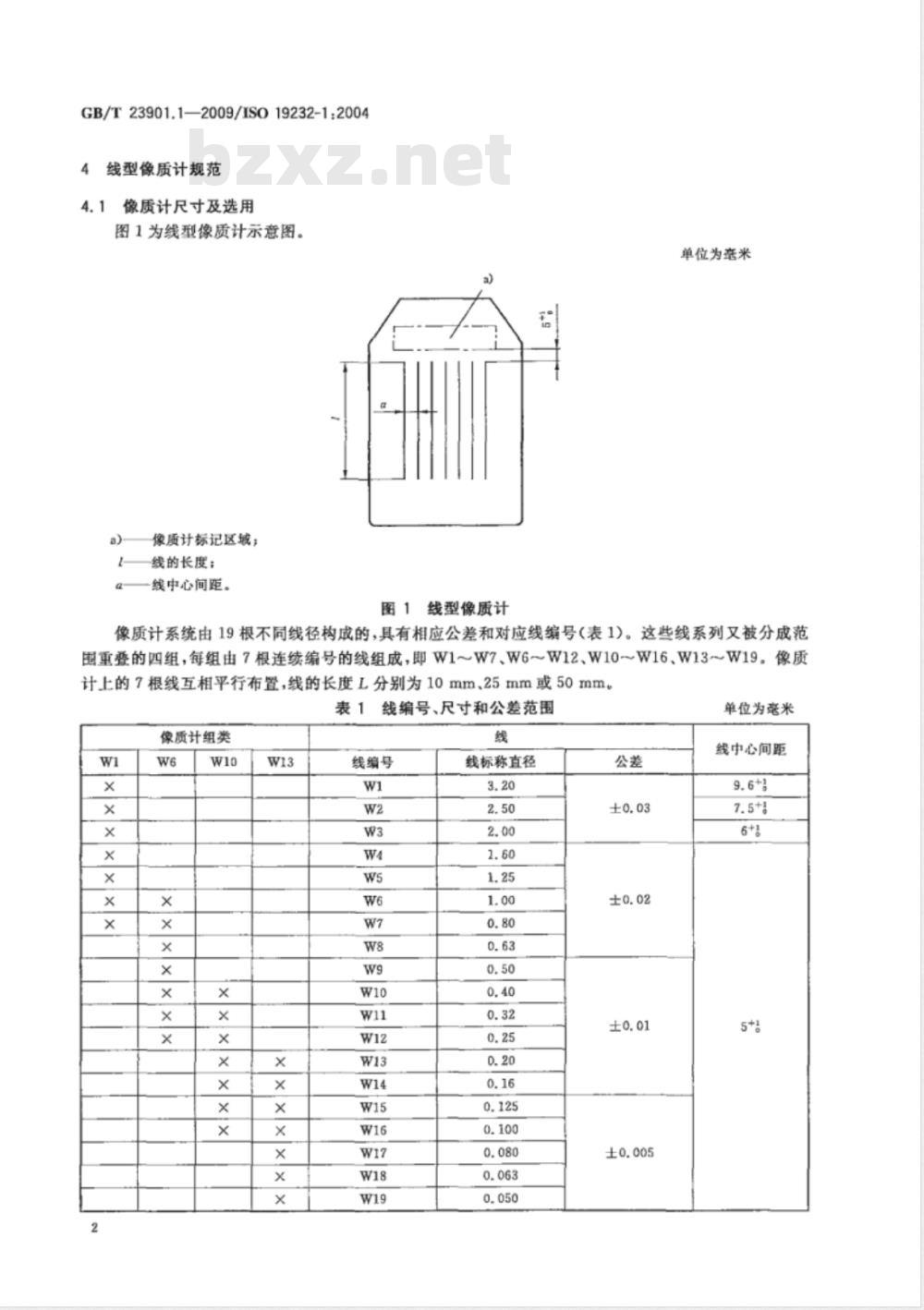 GB/T 23901.1-2009 无损检测 射线照相底片像质 第1部分：线型像质计 像质指数的测定